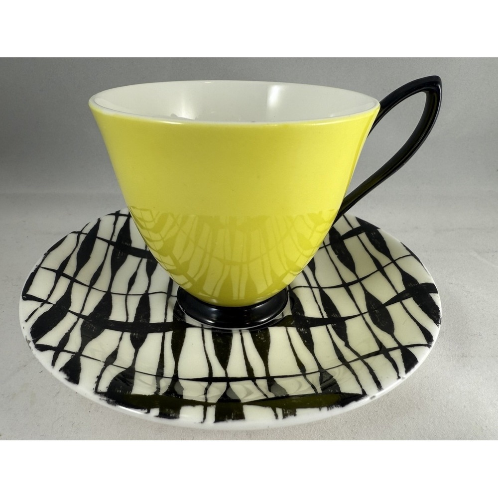 Mid Century Modern Teacup Royal Albert South Pacific Saucer Black Yellow Atomic